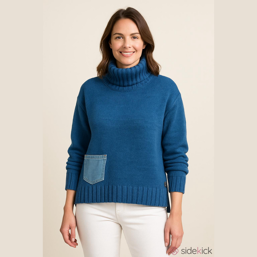Shannon Passero blue cotton turtleneck sweater One Size Casual Fair Trade